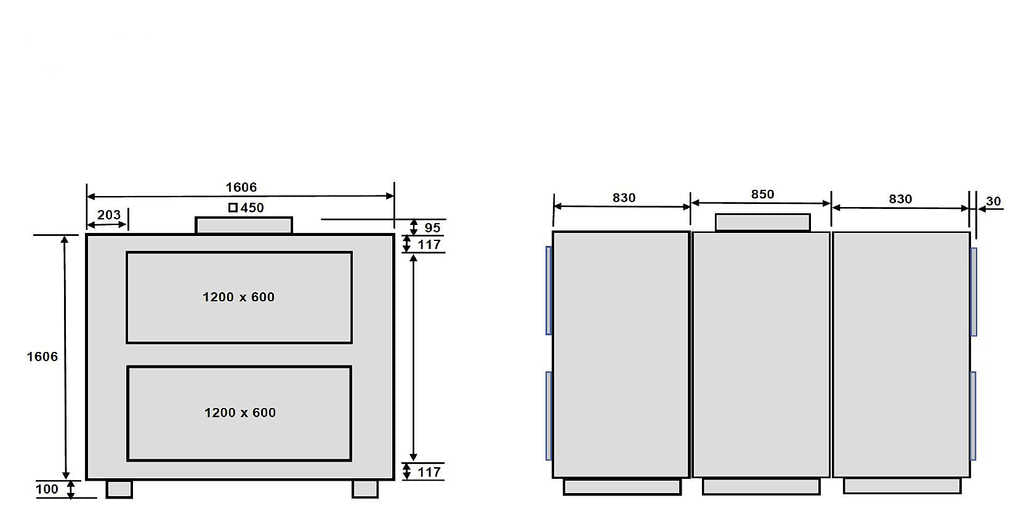 Acetec EvoAir A2 G1 Ventilationsaggregat - Ritning